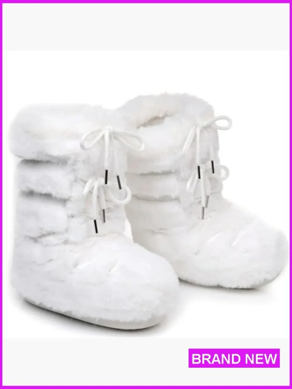 Fuzzy Faux Fur Mid-Calf Snow Boots Warm Fluffy Winter Boots with Fur Lining